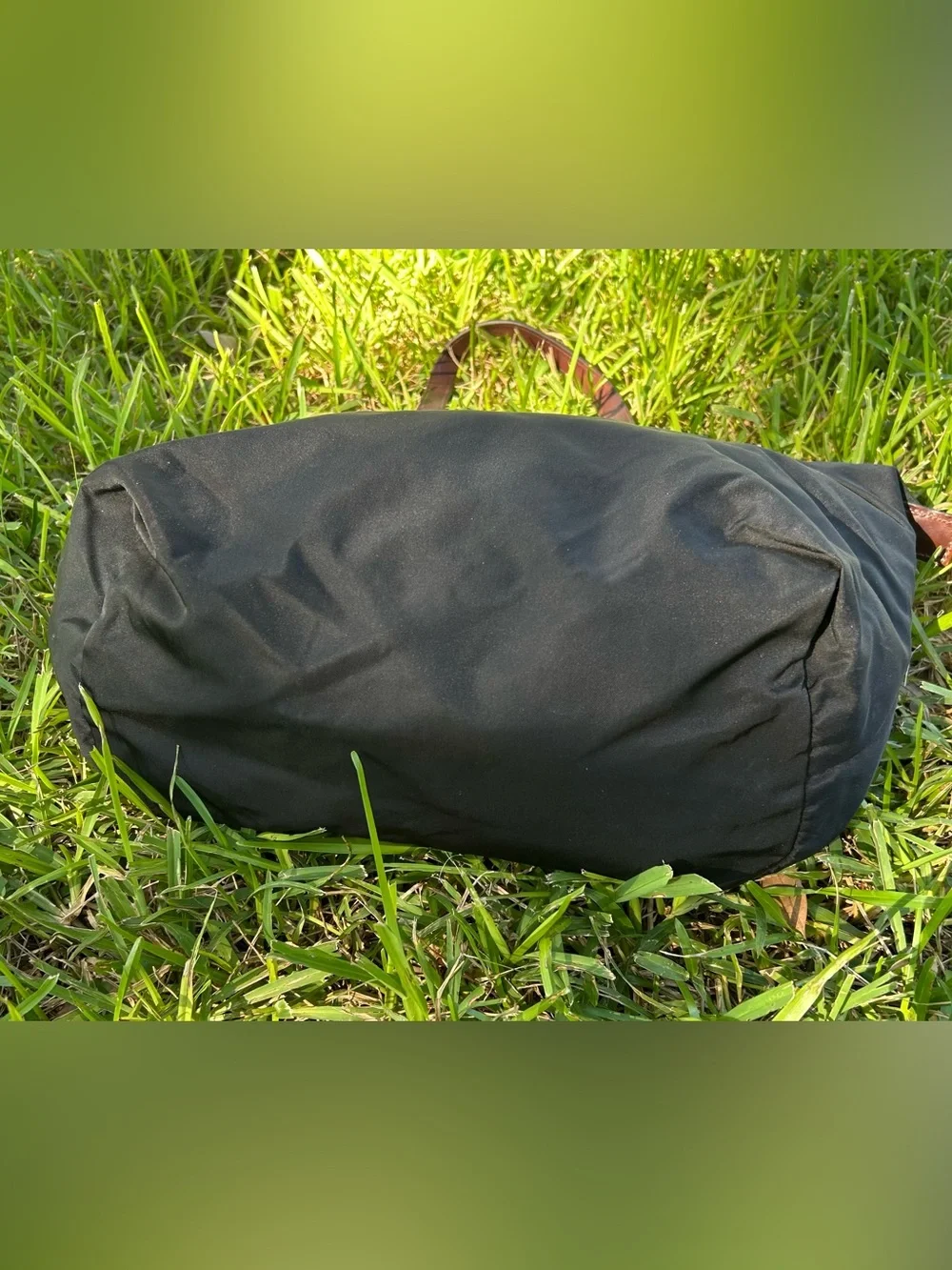 Vintage Dooney & Bourke Black Nylon Duffel with Brown Leather Trim